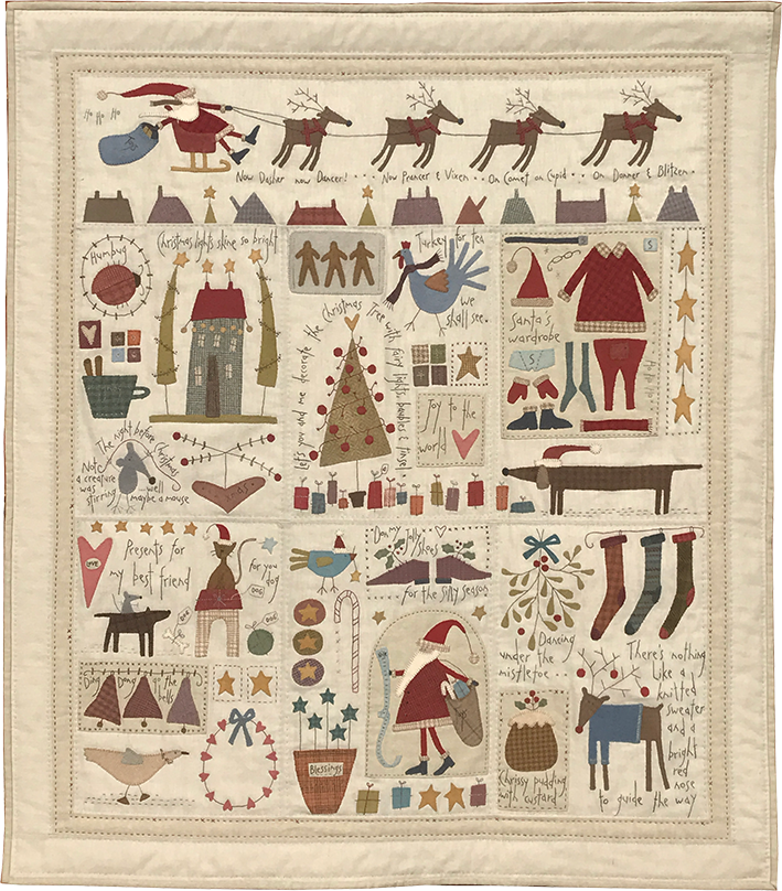 HP-THESANTA, Pattern A411-The Santa, The Tree, The Turkey & Me, finished size 36.5”x41.5”
