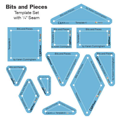 Bits and Pieces - Template Set ¼" Seam, by Karen Cunningham