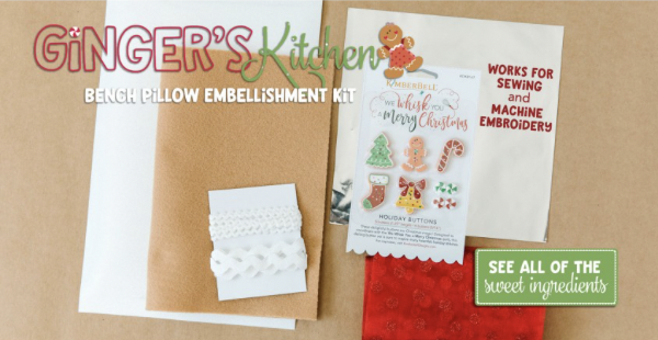 KDKB1213, Ginger's Kitchen Bench Pillow Emb. Kit