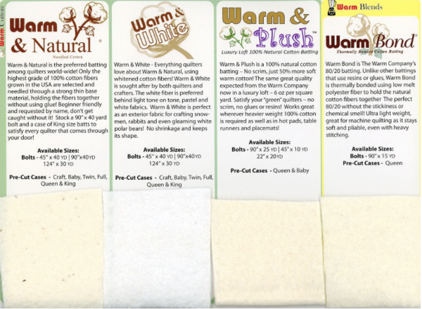 Warm Company Color Card Battings