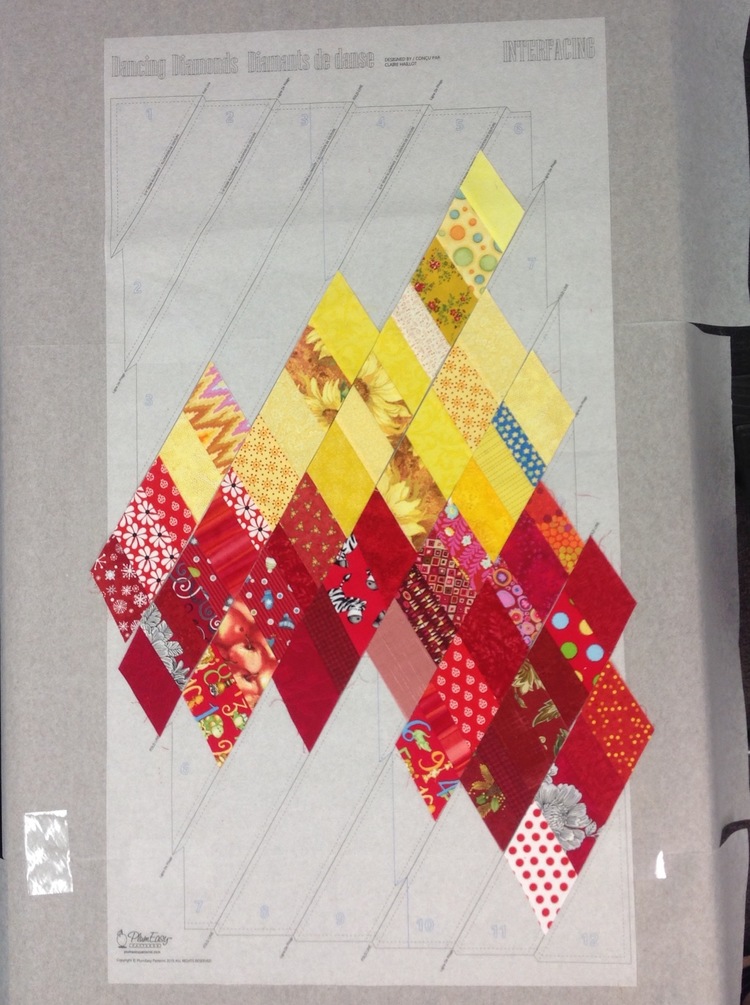 PEP215, Dancing Diamonds Art Quilt Pattern (engish) and 3 pack interfacing templates