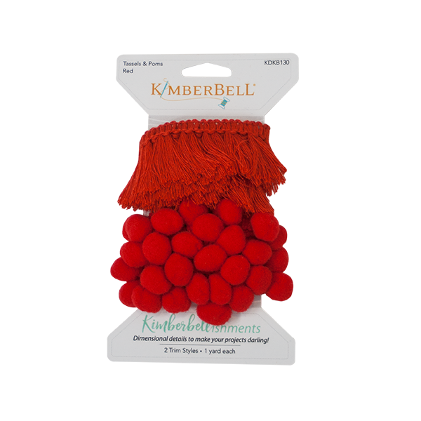 Kimberbellishments, Tassel and Pom Pom Trim, Red