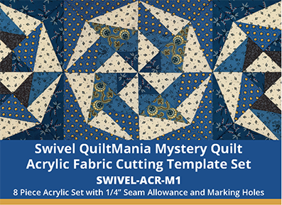 Swivel Mystery Quilt Acrylic Fabric Cutting Templates with 1/4" Seams and Marking Holes