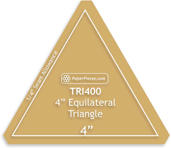 TRI400-025, 4" Equilateral Triangle Acrylic Template, 1/4" seam