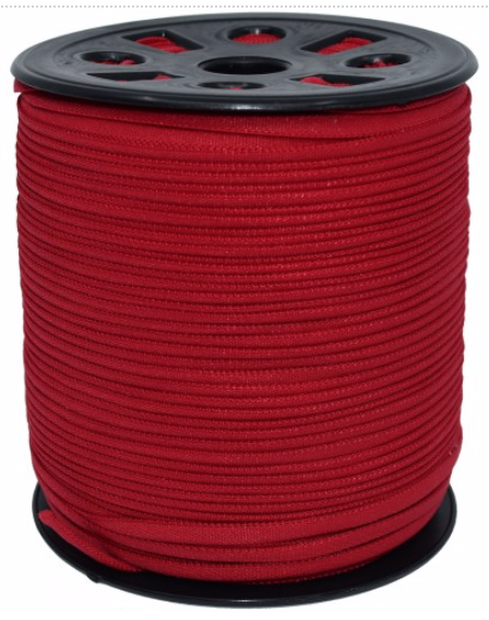 GANEL-NB-RED, Banded Stretch Elastic, Red - 1/6" x 100yds