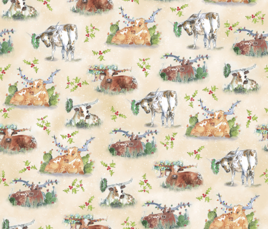 QT-28361-A, Christmas Longhorns, STOCK