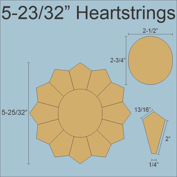 HEARTSTRINGS-S, Dresden Plates (Wedges and Oval) Small Pack, Makes 5 Blocks