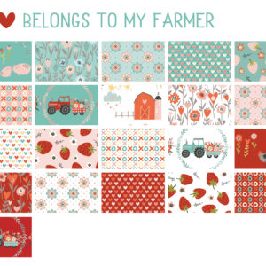FQ-PCMH21822, My heart belongs to my farmer  Fat Quarter Bundle (21 pcs), by Poppie Cotton