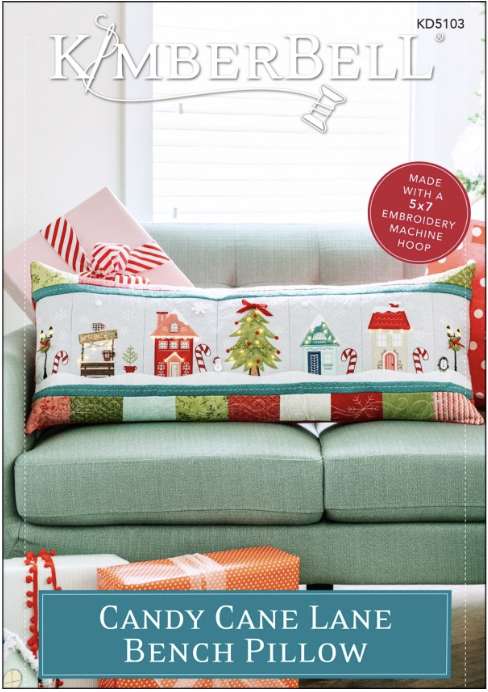 KID5103, Candy Cane Lane Bench Pillow, KimberBell Design Machine Embroidery CD