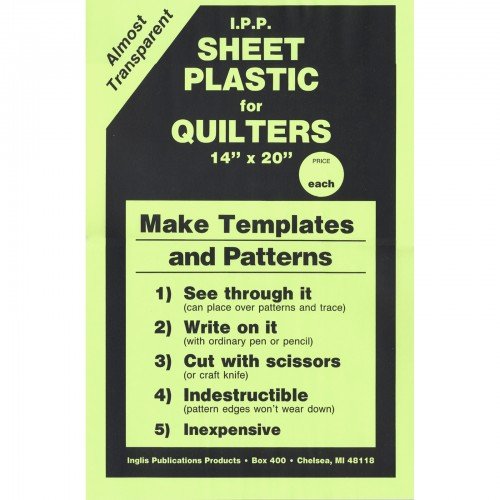IPP-25,  Template Sheet Plastic for Quilters, 14" x 20" (25 sheets per pack)