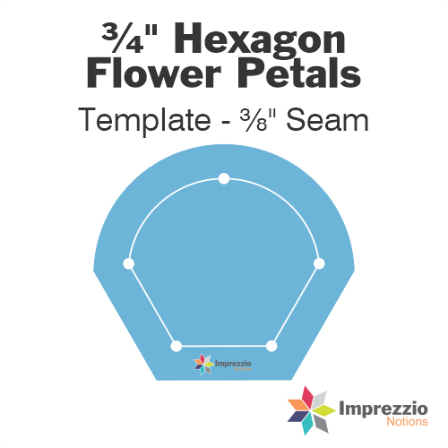 ¾" Hexagon Flower Petal Template - ⅜" Seam