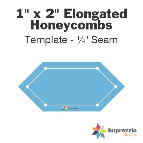 1" x 2" Elongated Honeycomb Template - ¼" Seam