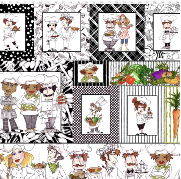 LOD 692-620, Happy Chefs Fabric Panel, by Loralie Designs
