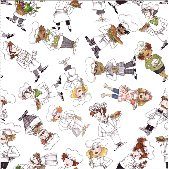 LOD 692-622, Tossed Chefs White Fabric, by Loralie Designs
