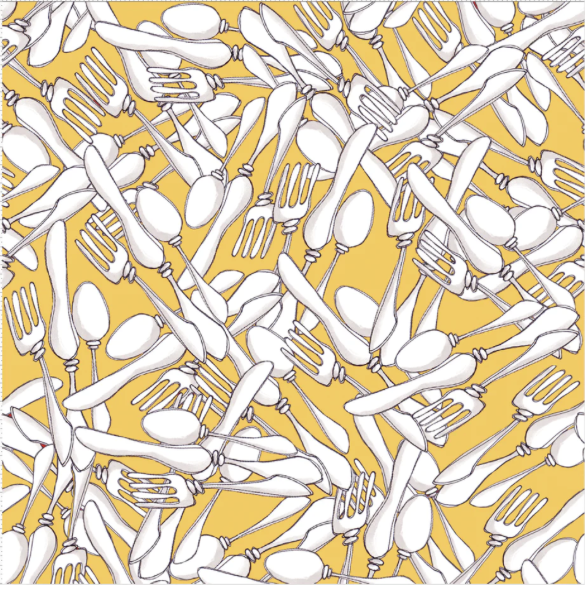 LOD 692-625, Silverware Wars Yellow Fabric, by Loralie Designs