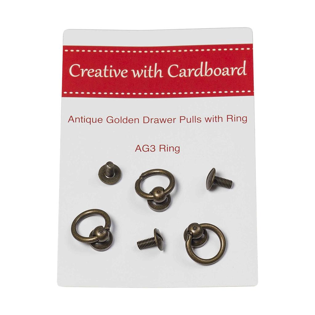 3 Antique Golden Drawer Pulls