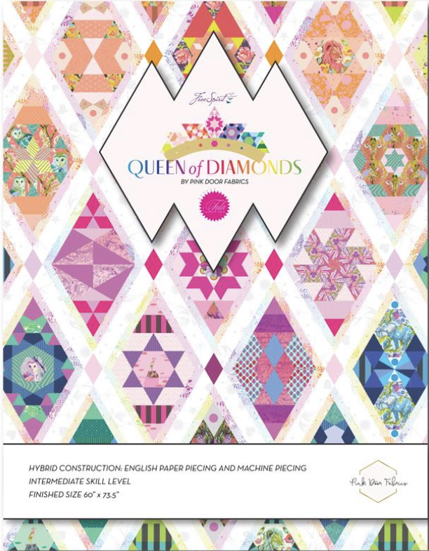 QUEENOFDIAMONDS-O, Queen of Diamonds Pattern Only by Pink Door Fabrics