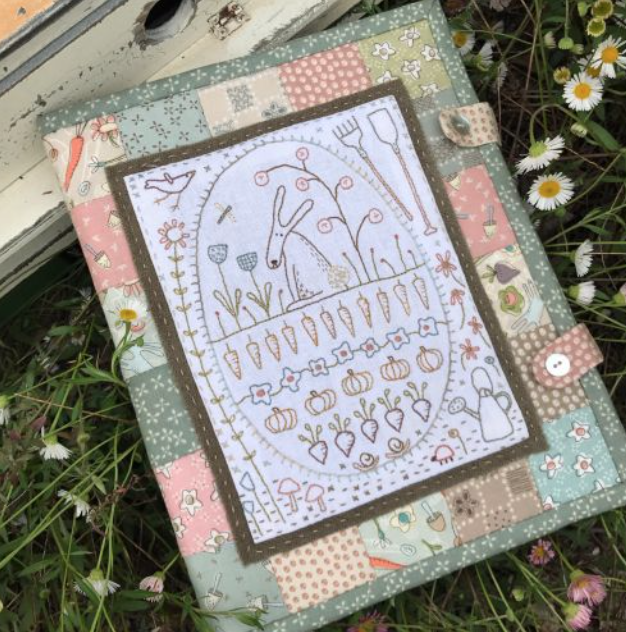 HP-P113, Pattern, and Preprinted fabric, Rabbit in the Veggie Patch Needlebook  by Anni Downs