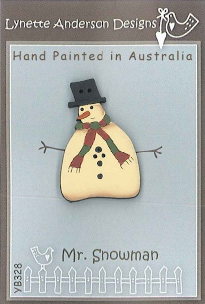 LA-YB328, Button Pack, Mr. Snowman - Hand Painted Wood 