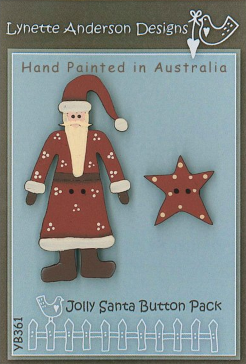 LA-YB361, Button Pack, Jolly Santa - Hand Painted Wood