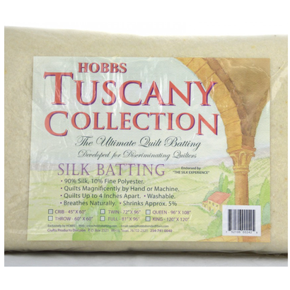 HOBTS72, Twin, TUSCANY SILK BLEND BATTING 72"x 96" 