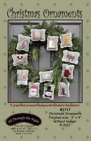 ATN1717, Christmas Ornaments, Pattern for 12 preprinted ornaments  on Pre-printed fabric