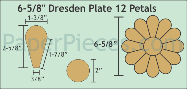 6 5/8" Dresden Plate, 12 Petals