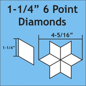 1 1/4" 6 Point Diamonds, 75 Pieces