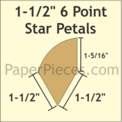 1 1/2" 6 Points Star Petals, 48 Pieces