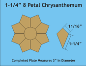 1-1/4” 8-Petal Chrysanthemum, 10 3” Flowers