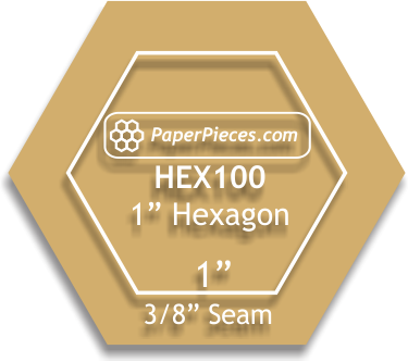 1" Acrylic Hexagon with 3/8" 3/8" Seam Allowance