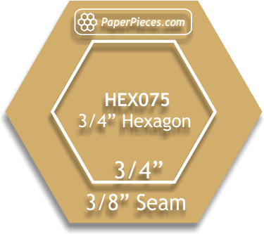 3/4" Acrylic Hexagon, 3/8" Seam Allowance