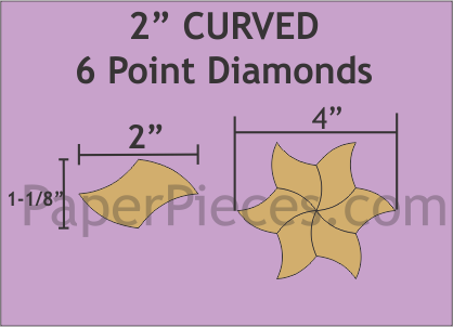 2" Curved 6-Points Diamonds, 69 Pieces