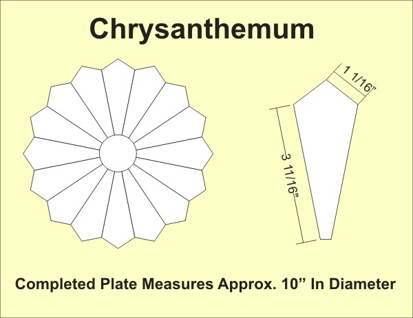 Crysanthemum 10" 16 Petal Chrysanthemums, Sampler Pack, fits on 12" square