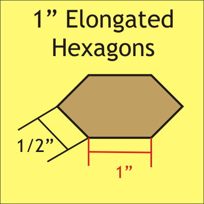 1" Elongated Hexagons, 100 Pieces