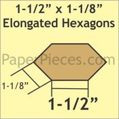 1,5" x 1 1/8" Elongated Hexagon, 38 Pieces