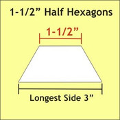 1,5" Half Hexagon, 50 Pieces