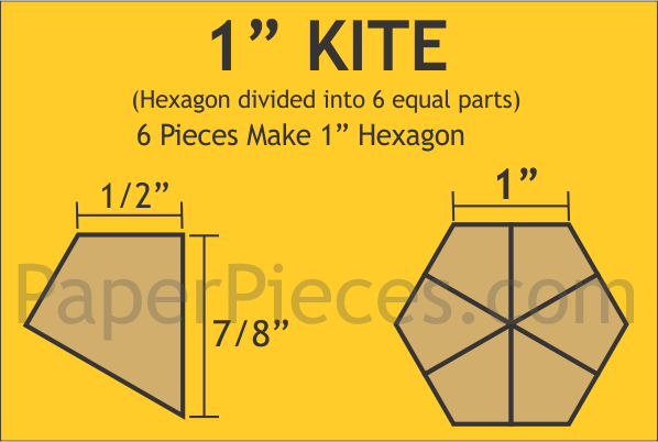 1" Hexagon Kite Large, 720 Pieces