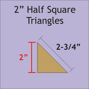 2" Half Square Triangle, 100 Pieces