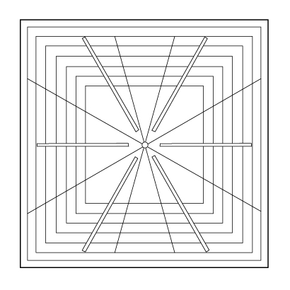 12.5" CROSS HAIR SQUARE - 6 POINT..Ruler, 3 (120°), 6 (60°), 12 (30°), or 24 (15°) reference lines (CHR-6-12.5)