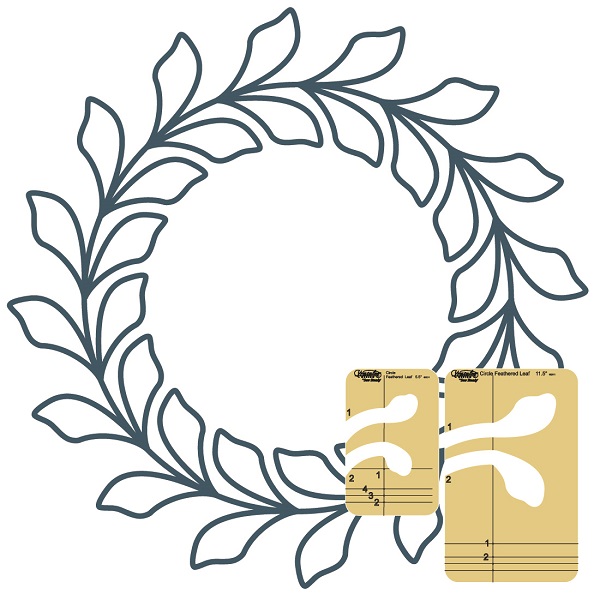 2 pc Feathered Leaf Circle Wreath Template Set, Sizes 5-1/2" and 11-1/2" Low Shank