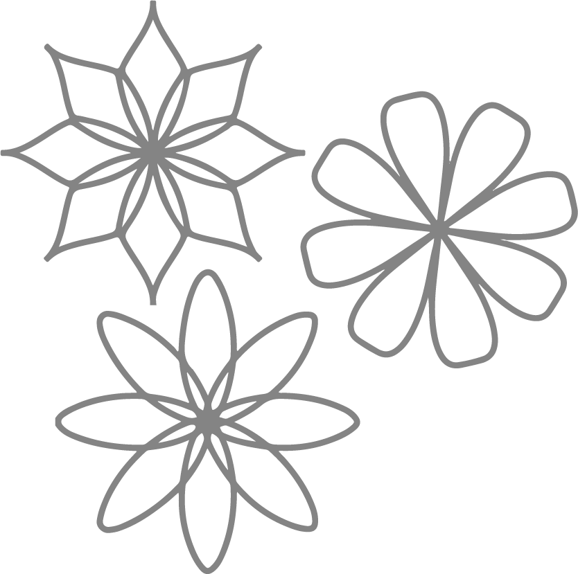 Mini Spin-e-fex Template 3pc Set.  Includes  2-1/2" & 1-1/2" sizes for Designs 1, 4, and 5, Low Shank