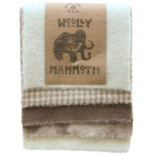 Woolly Mammoth set 001, naturals 100% Wool, 5 pieces of 9" x 5" each (22,5 x 12,5cm)