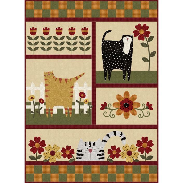 	TQF1721, Pattern, Kitty Cat Garden -Appliqué Throw by The Quilt Factory