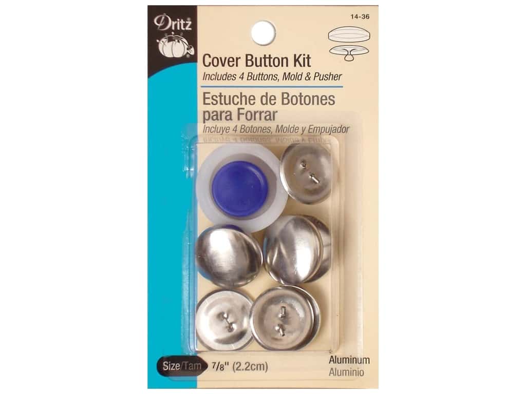 Cover Button Kit 7/8" (2.2cm), Includes 4 Buttons, Mold & Pusher