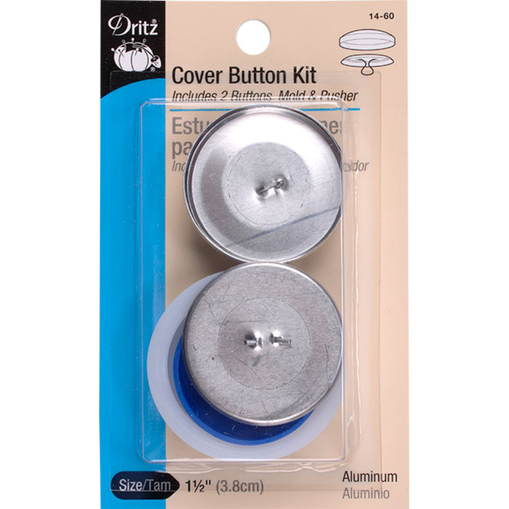 Cover Button Kit 1 1/2" (3.8cm), Includes 2 Buttons, Mold & Pusher