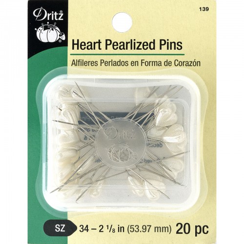 Heart Pearlized Pins, 2 1/8"(53,97mm) 20 Pieces