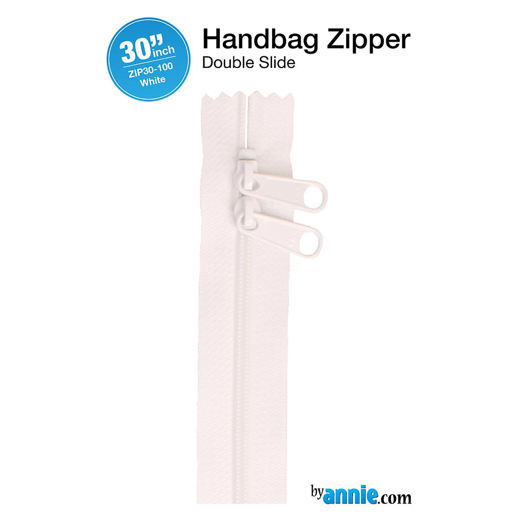 ZIP30-100, 30" Handbag Zippers - Double-slide (White) ByAnnie