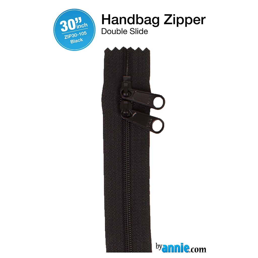 ZIP30-105, 30" Handbag Zippers - Double-slide (Black) ByAnnie