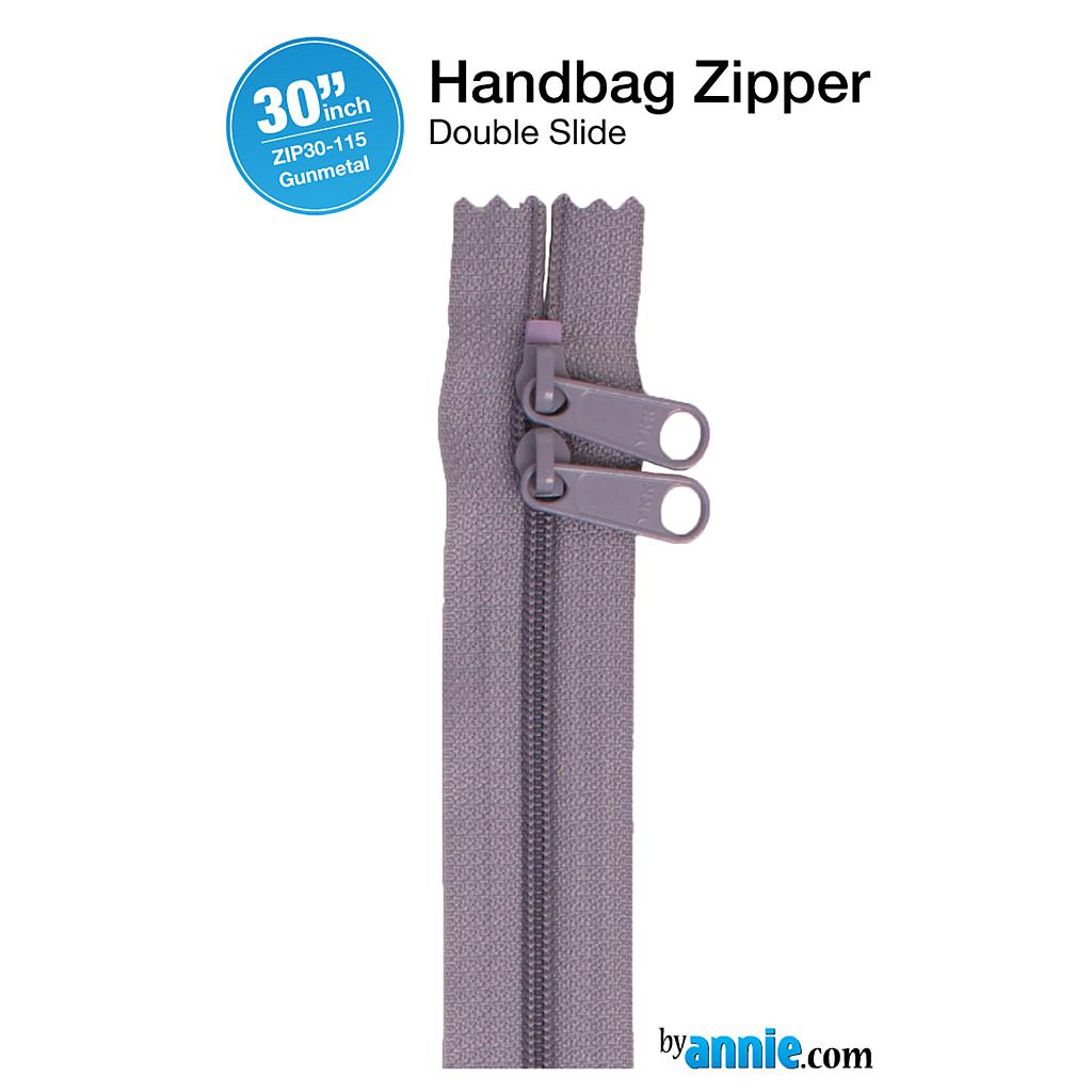 ZIP30-115, 30" Handbag Zippers - Double-slide (Gunmetal) ByAnnie